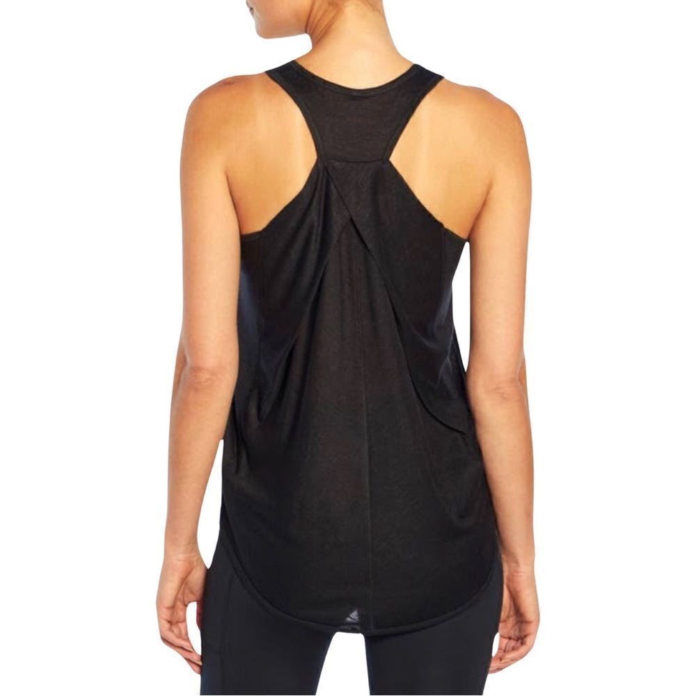 Marika Megan Yoga Pleated Back Tank Black Size Large NWT